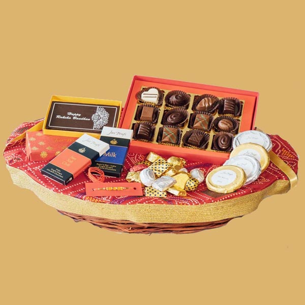Mini Chocolate Gift Hamper with Rakhi  Giftsmyntracom