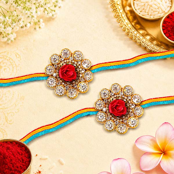Shiny Jewelry Rakhi Set
