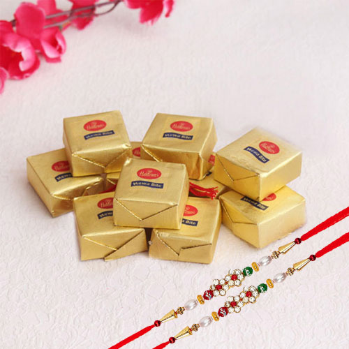 Two Stone Rakhi With 250gm Kaju Bite