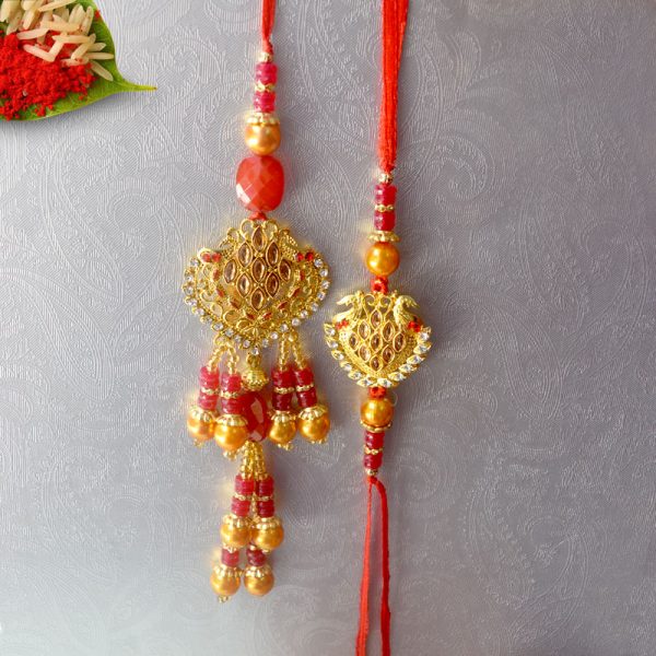 Golden Heart Rakhi Pair