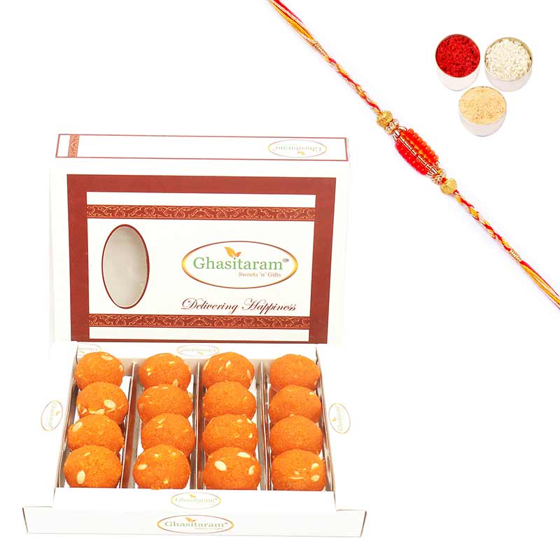 Sugarfree Motichoor Ladoo Box 400 gms with Rakhi