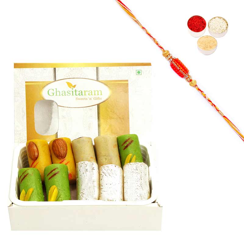 Sugarfree Assorted Rolls Box 200 gms with Rakhi