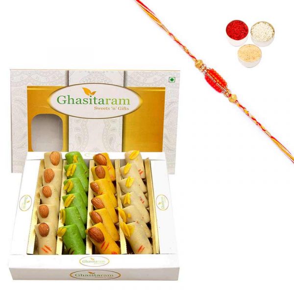 Sugarfree Assorted Rolls Box 400 gms with Rakhi