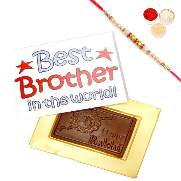 World's Best Brother Chocolate with Pearl Rakhi