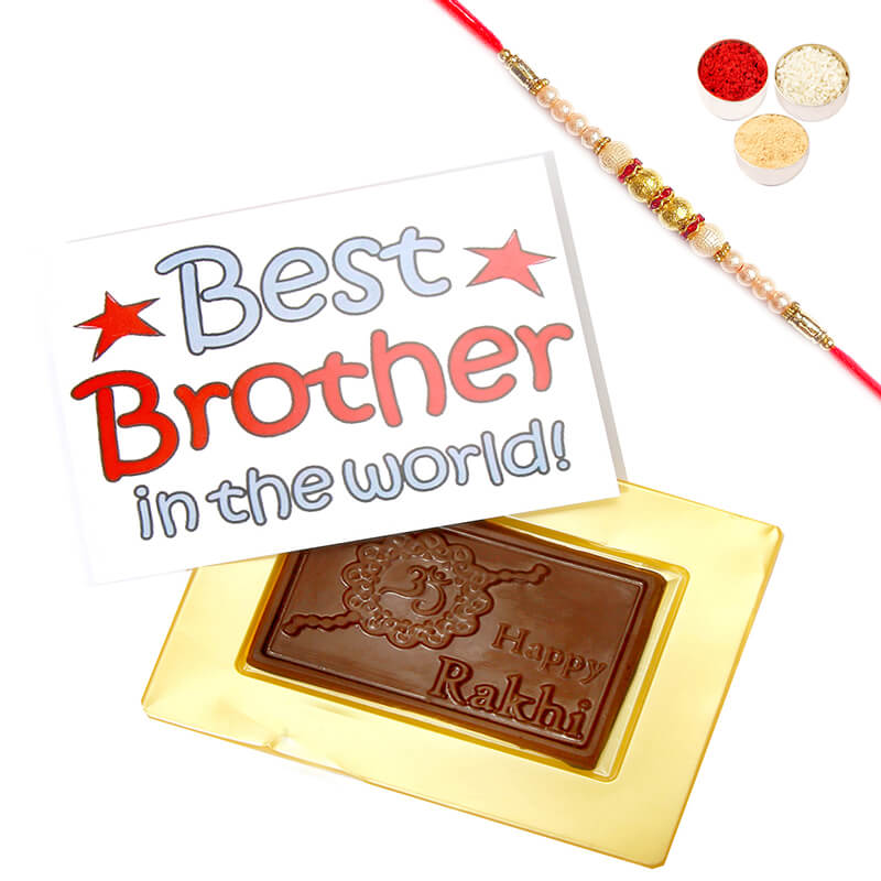 World’s Best Brother Chocolate with Pearl Rakhi