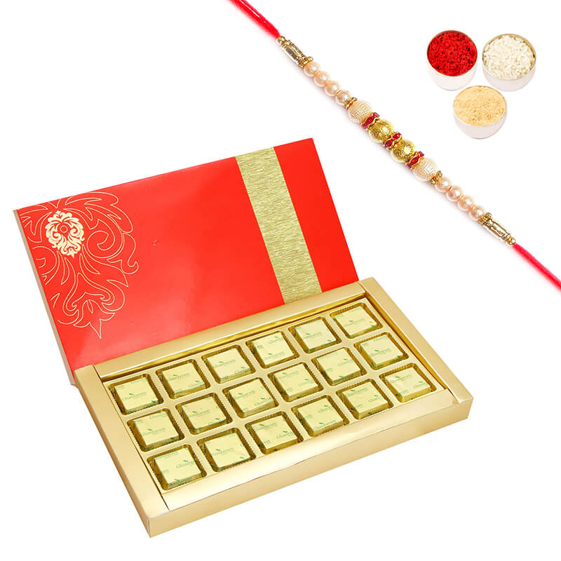 Royal Assorted Chocolate Box with Pearl Rakhi