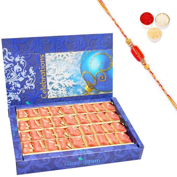 Sugarfree Mawa Coconut Barfi 800 gms with Rakhi