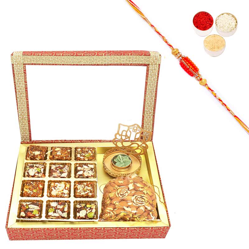 Fancy Dry Fruit Gift Box with Beads Rakhi