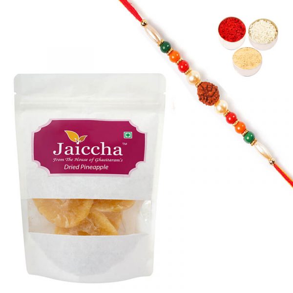 Dried Pineapple with Rudraksh Rakhi