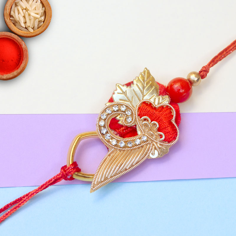 Red Shiney Satin Rakhi