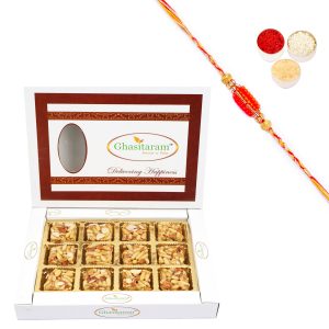 Pine Nut Barfi 12 pcs with Beads Rakhi