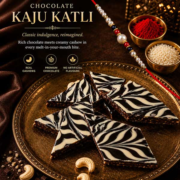 Chocolate Kaju Katli 200 gms with Rakhi