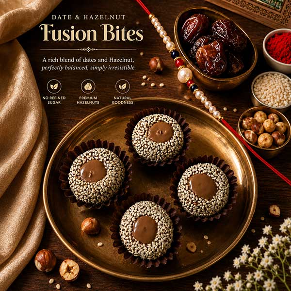 Dates Hazelnut Bites 12 pcs with Rakhi