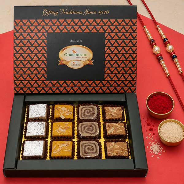 Assorted Barfis 12 pcs With 2 Rakhis