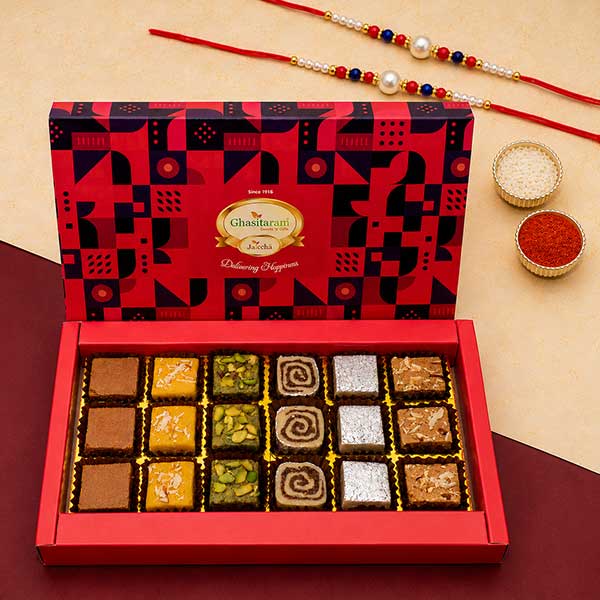 Assorted Barfis 18 pcs With 2 Rakhis