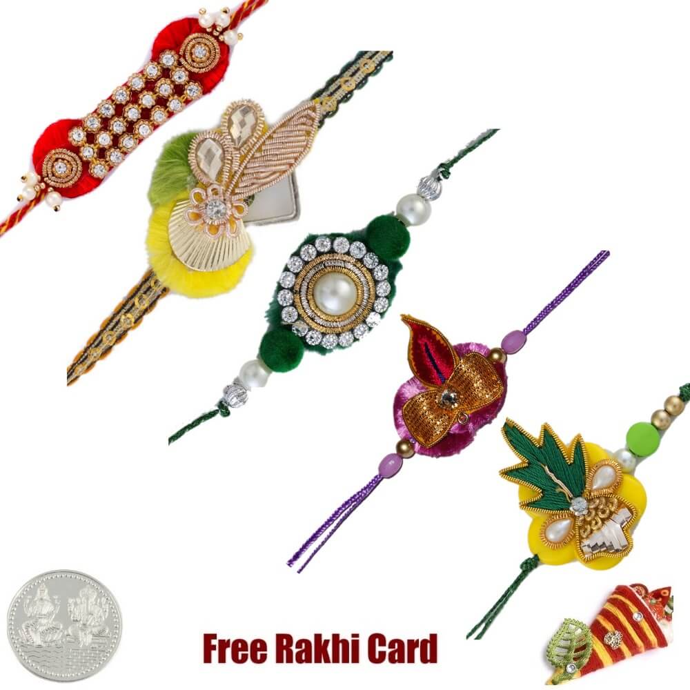 Zardosi Rakhi Set of 5