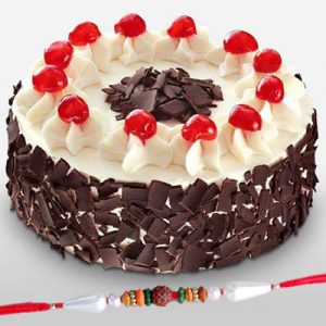 Black Forest Cake with rakhi