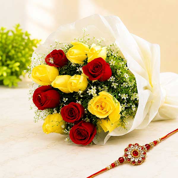 Flower Bouquet with Rakhi Express Delivery