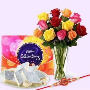 Fresh Flowers Sweets with Rakhi