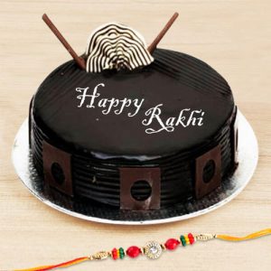 Happy Rakhi Pure Chocolate Cake with Rakhi