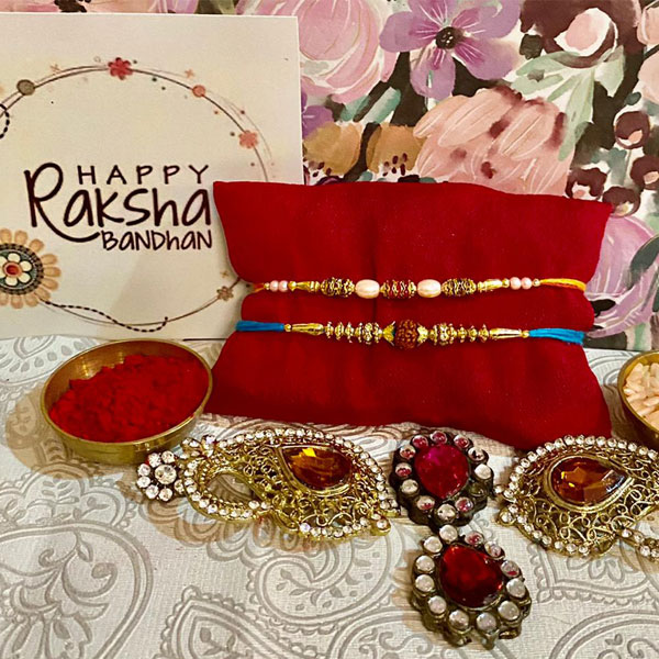 Rudraksh and Pearl Rakhis