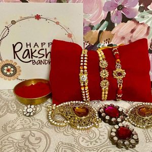 Sparkling set of 3 stone rakhis