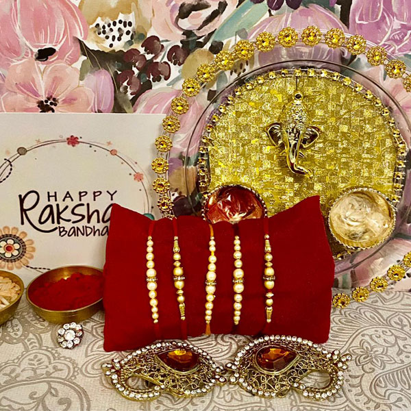 Thali 5 Pearl Rakhi Set(Aus)