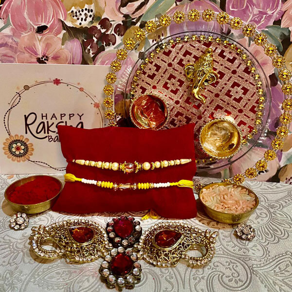 Thali-2 Crystal Rakhis set