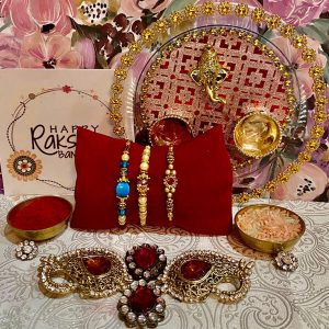 Thali with 3 exotic rakhis(Aus)