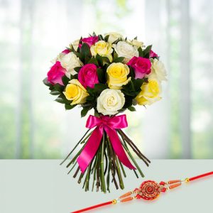 Mixed Roses with Rakhi Express Delivery
