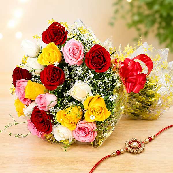 Mixed Roses with Rakhi Express Delivery