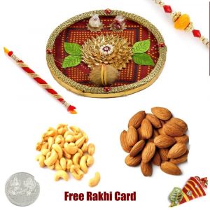 Rakhi Thali with 100 gm assorted dryfruits and Free Silver Coin