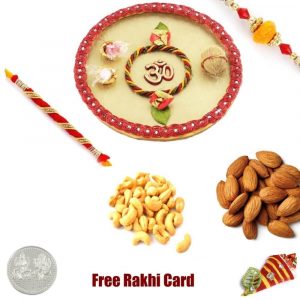 Rakhi Thali with 225 gm assorted Dryfruits and Free Silver Coin