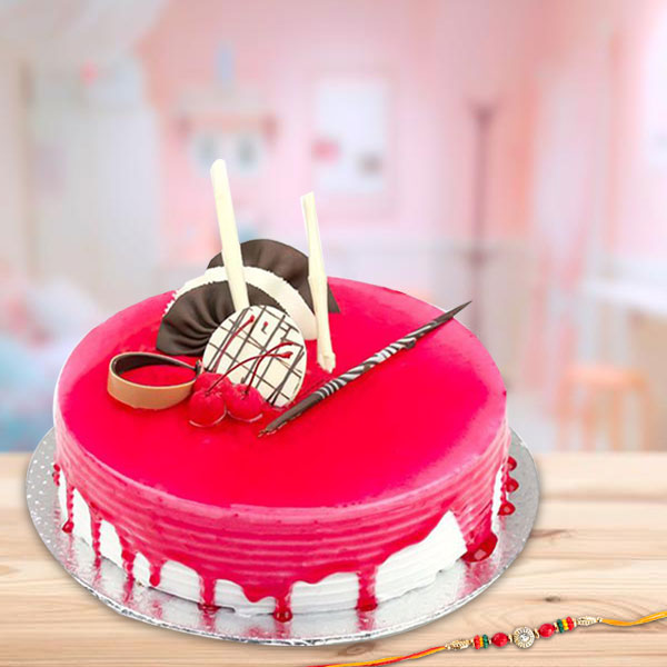 Strawberry Cake with Rakhi