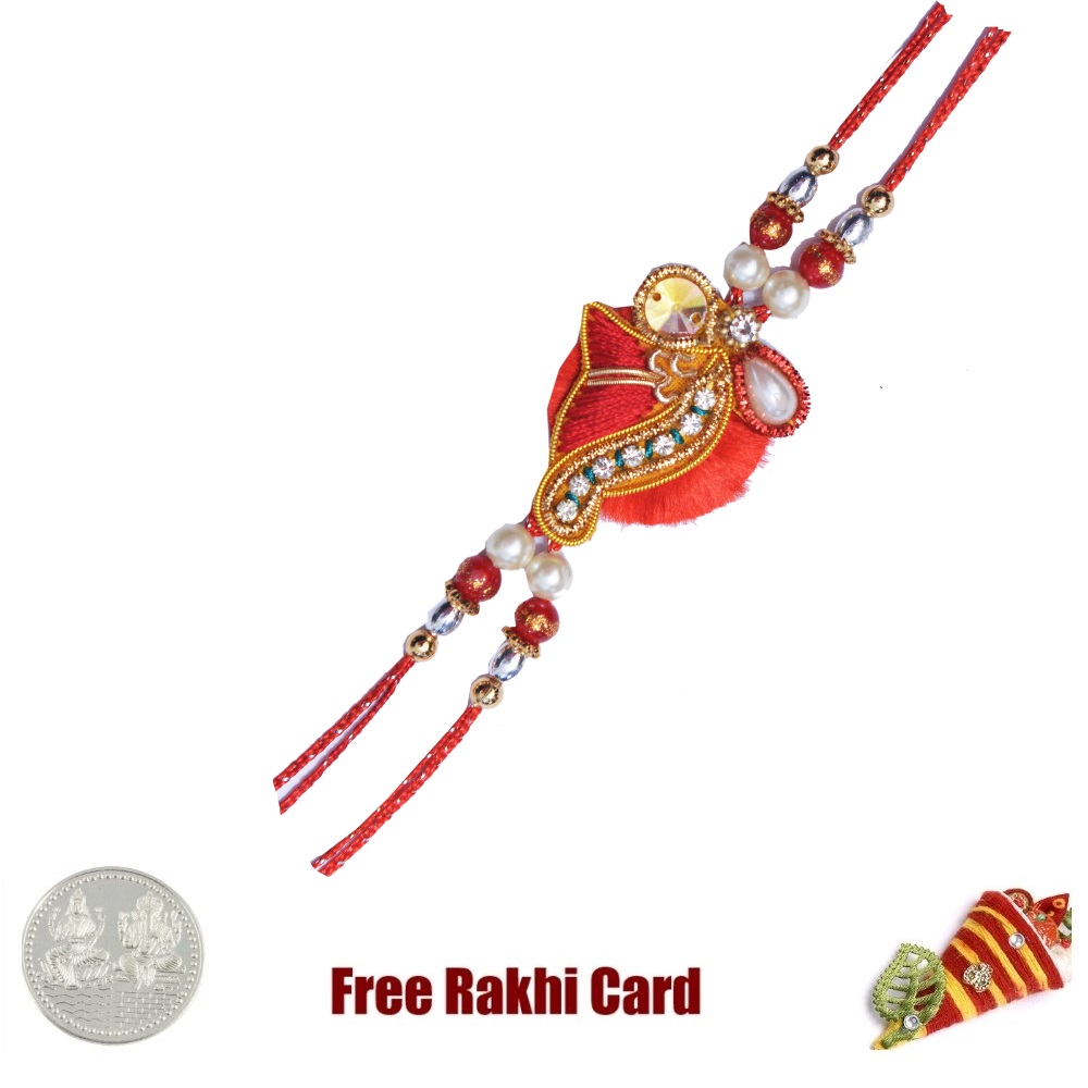 Shagun Zardosi Rakhi with Silver Coin