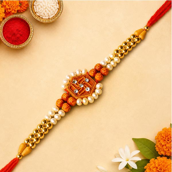 Pearl Swastika Rakhi