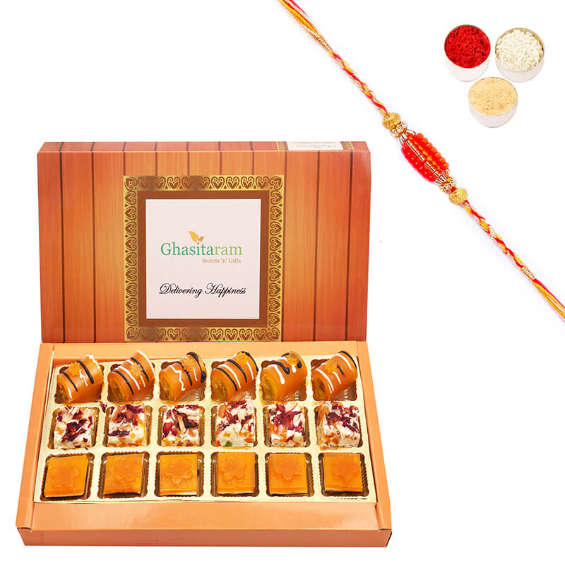 Assorted Mango Delight Sweets with Rakhi