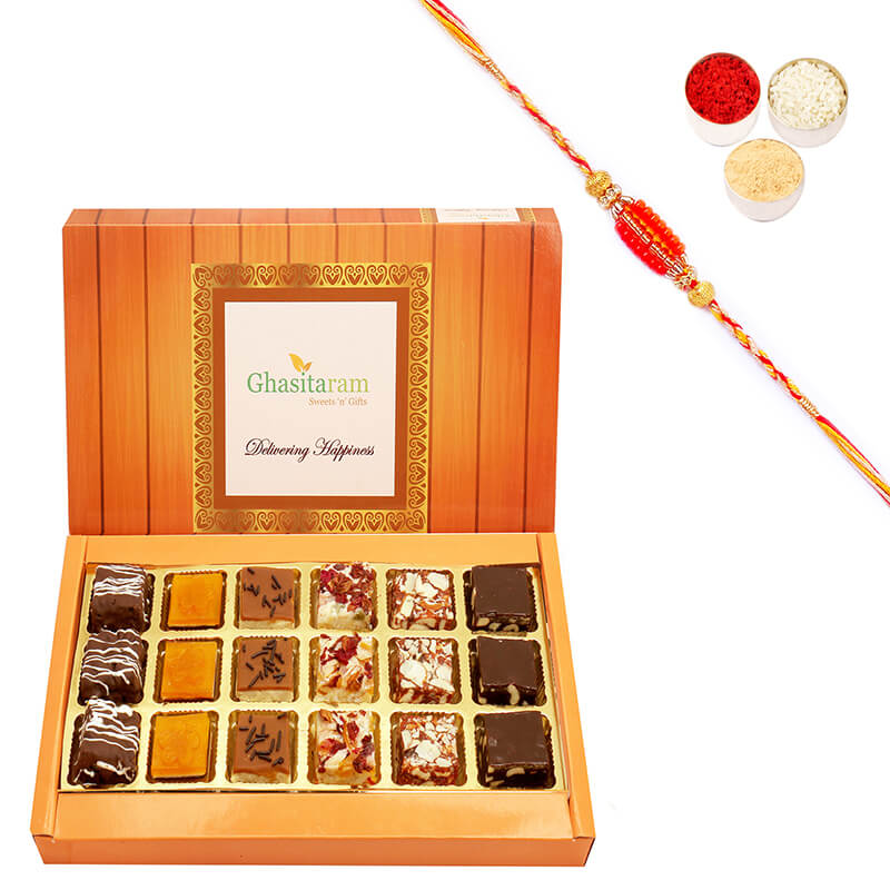 Rakhi Special Sweets Box 18 Pcs with Rakhi