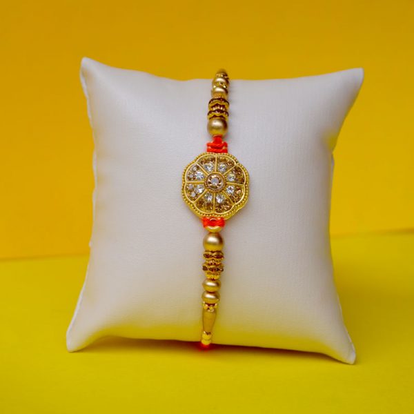 Shiny Golden Floral Rakhi