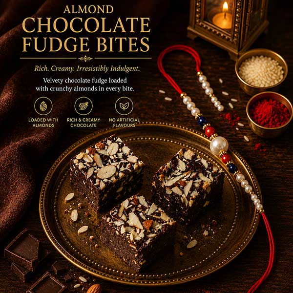 Almond Fudge Bites 12Pcs with Rakhi
