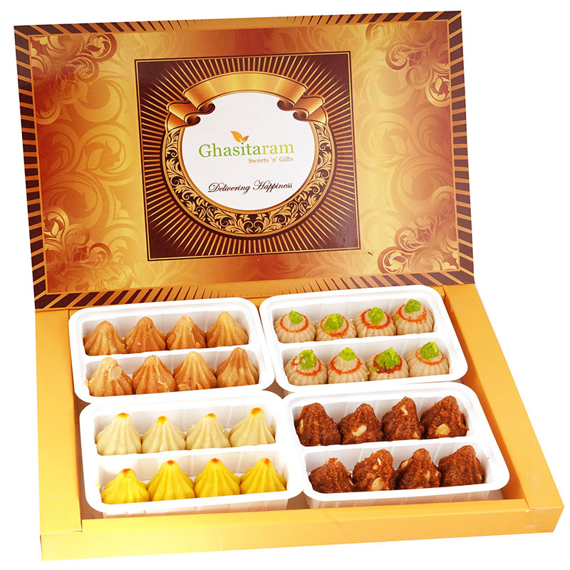 Big Box of Mawa ,Kaju, Mysore Pak and Dodha Barfi Modaks