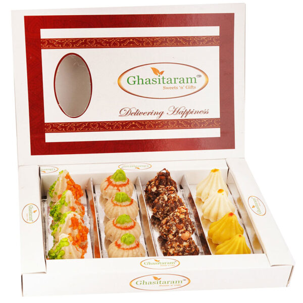 Box of Mawa, Kaju, Chocolate and Kesar Pista Modaks