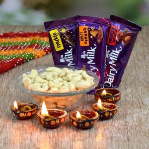 Cashew Chocolate with Diwali Diyas