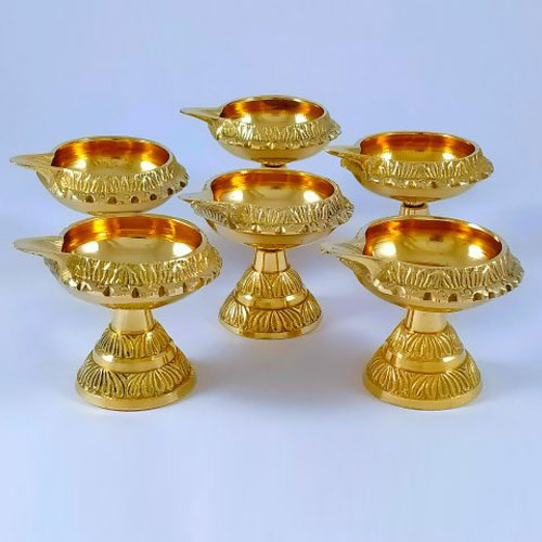 Designer Brass Oil Diya Set