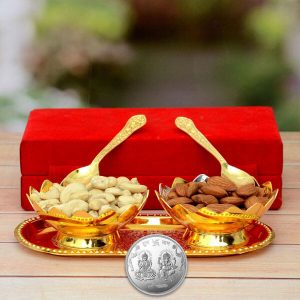 Diwali Golden Designer Dry Fruit Bowl Set