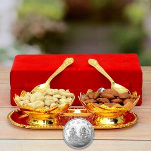 Diwali Golden Designer Dry Fruit Bowl Set