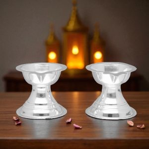 Silver Pair of Diya