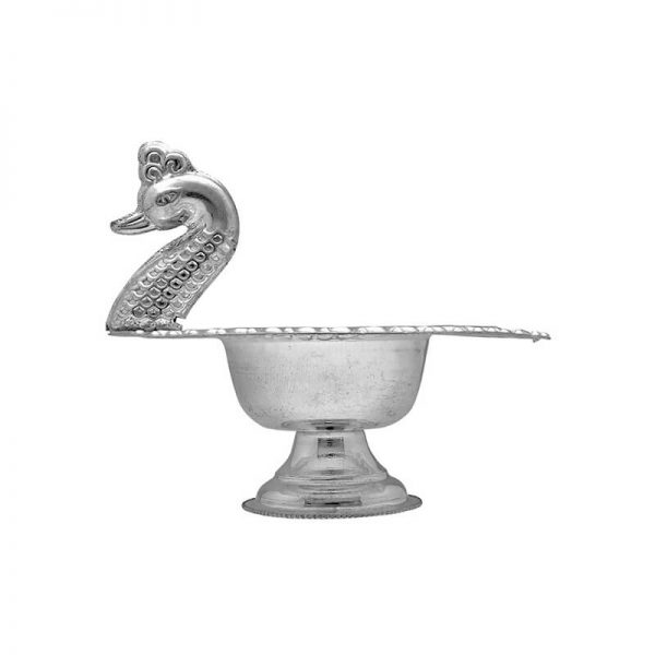 Designer Peacock Silver Diwali Diya