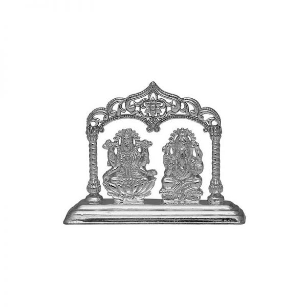Lakshmi Ganesh Silver idol in Mandapam