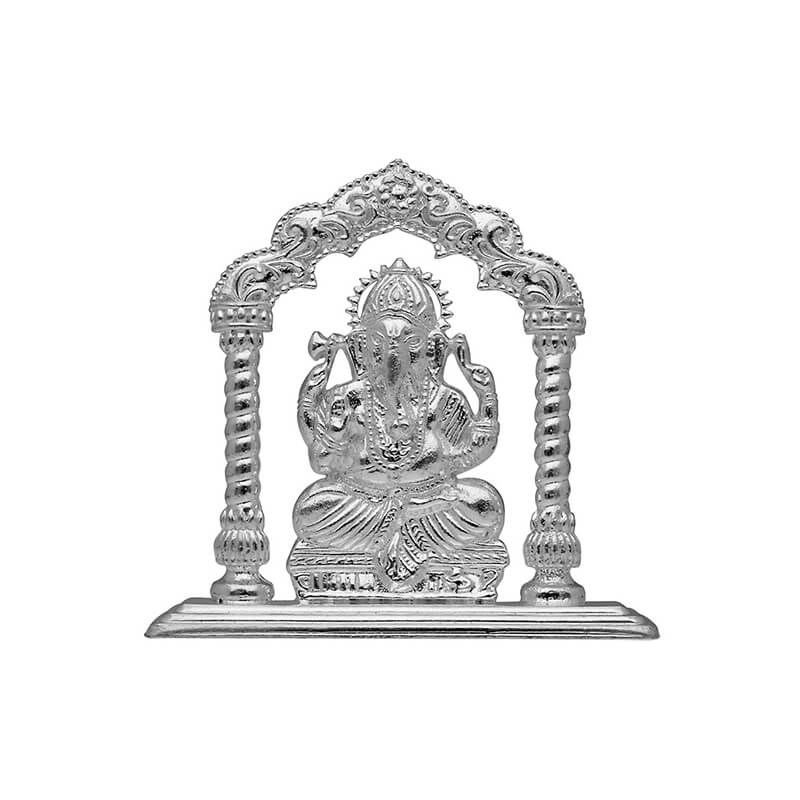 Silver Goddess Ganesh idol in Mandapam